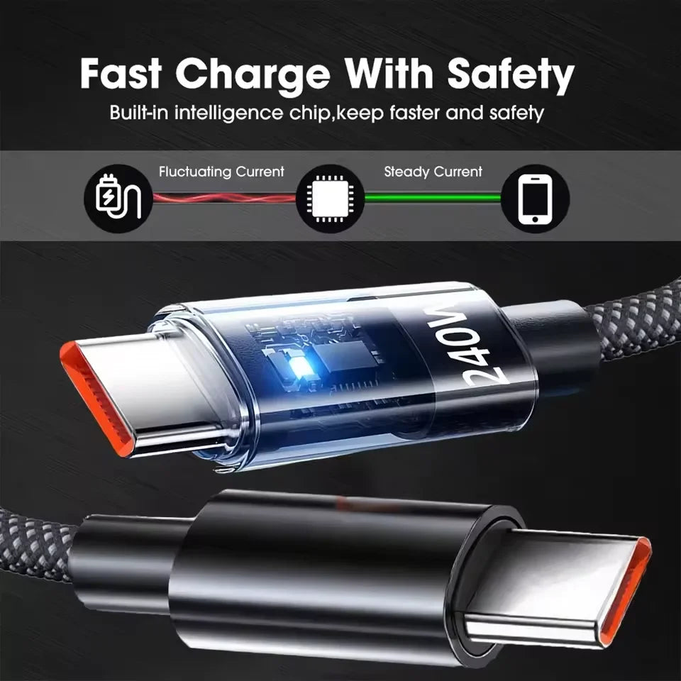 240W Braided USB-C Fast Charging Cable