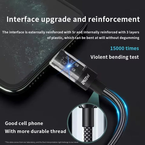240W Braided USB-C Fast Charging Cable
