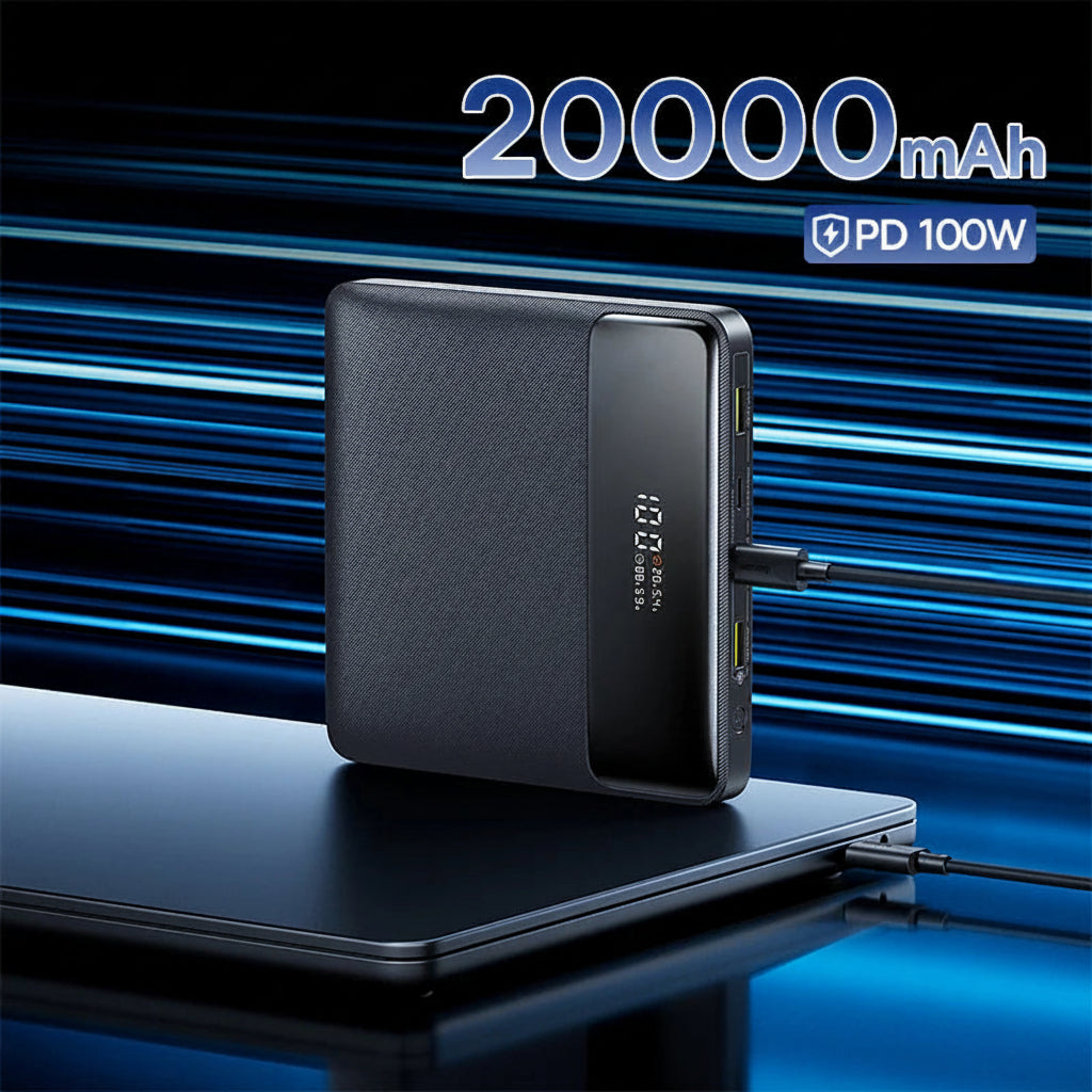 100W Slim Power Bank — 20000mAh with Digital Display